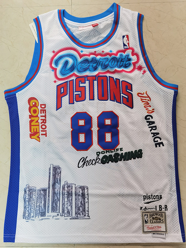 Men Detroit Pistons 88 Don white NBA jerseys Print